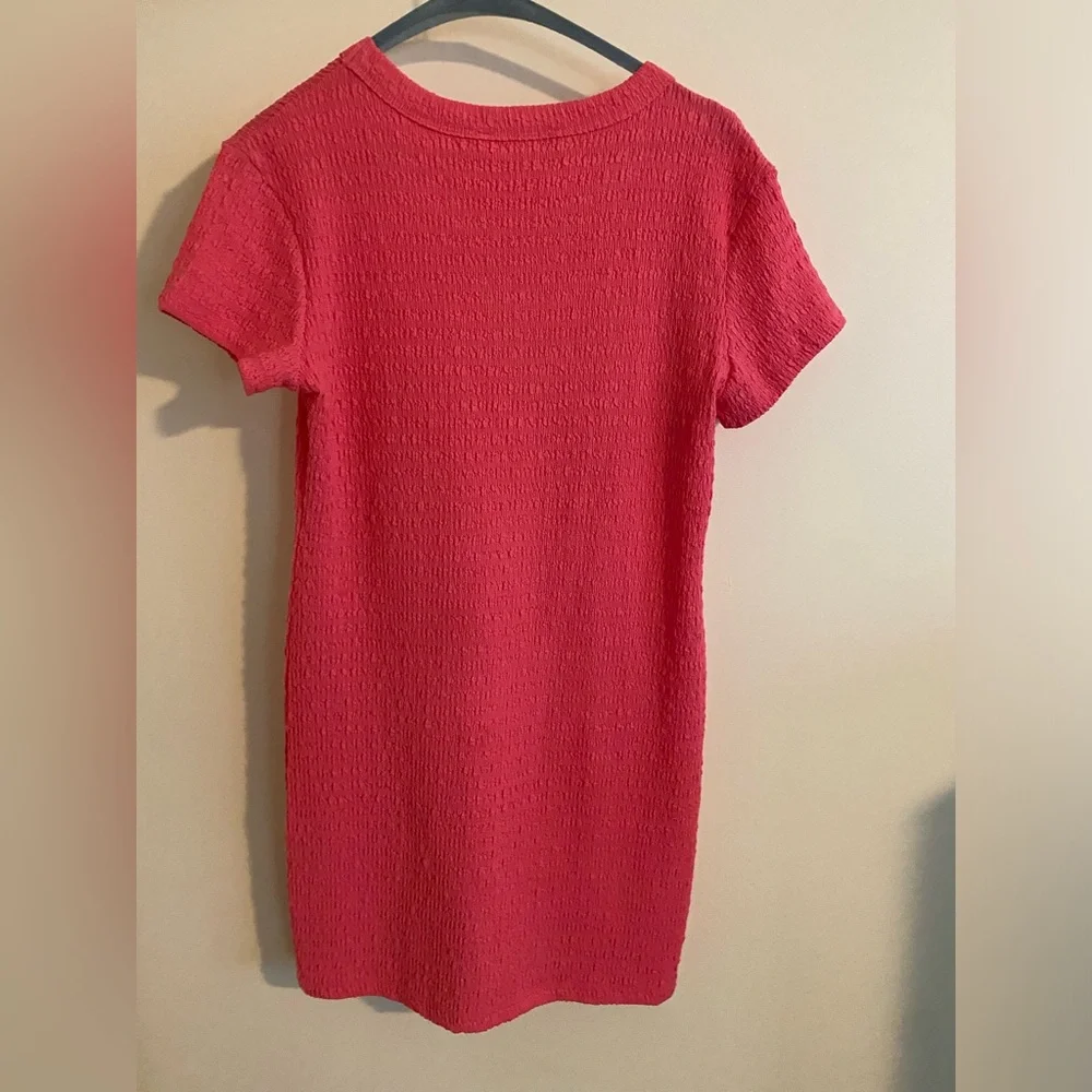 Elodie Pink Textured Short‎ Sleeve Mini Dress Size Large